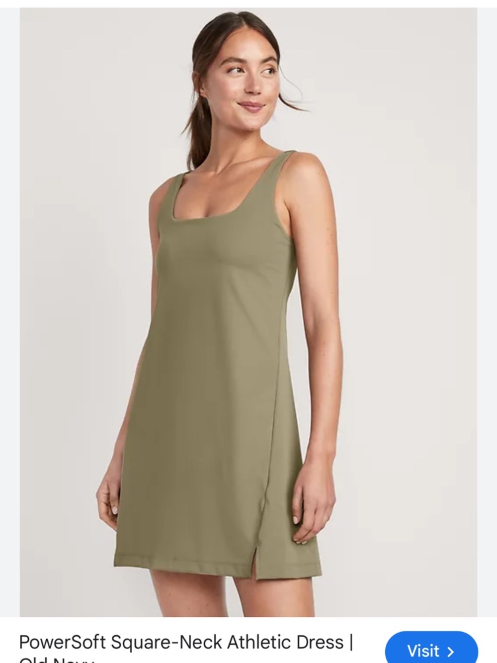 Old Navy PowerSoft Square Neck Athletic Dress in Fir Tree Size XS